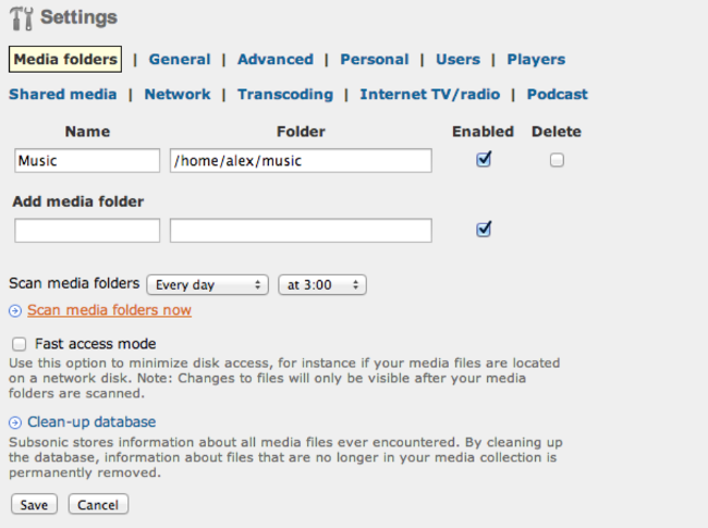 Subsonic folder setup